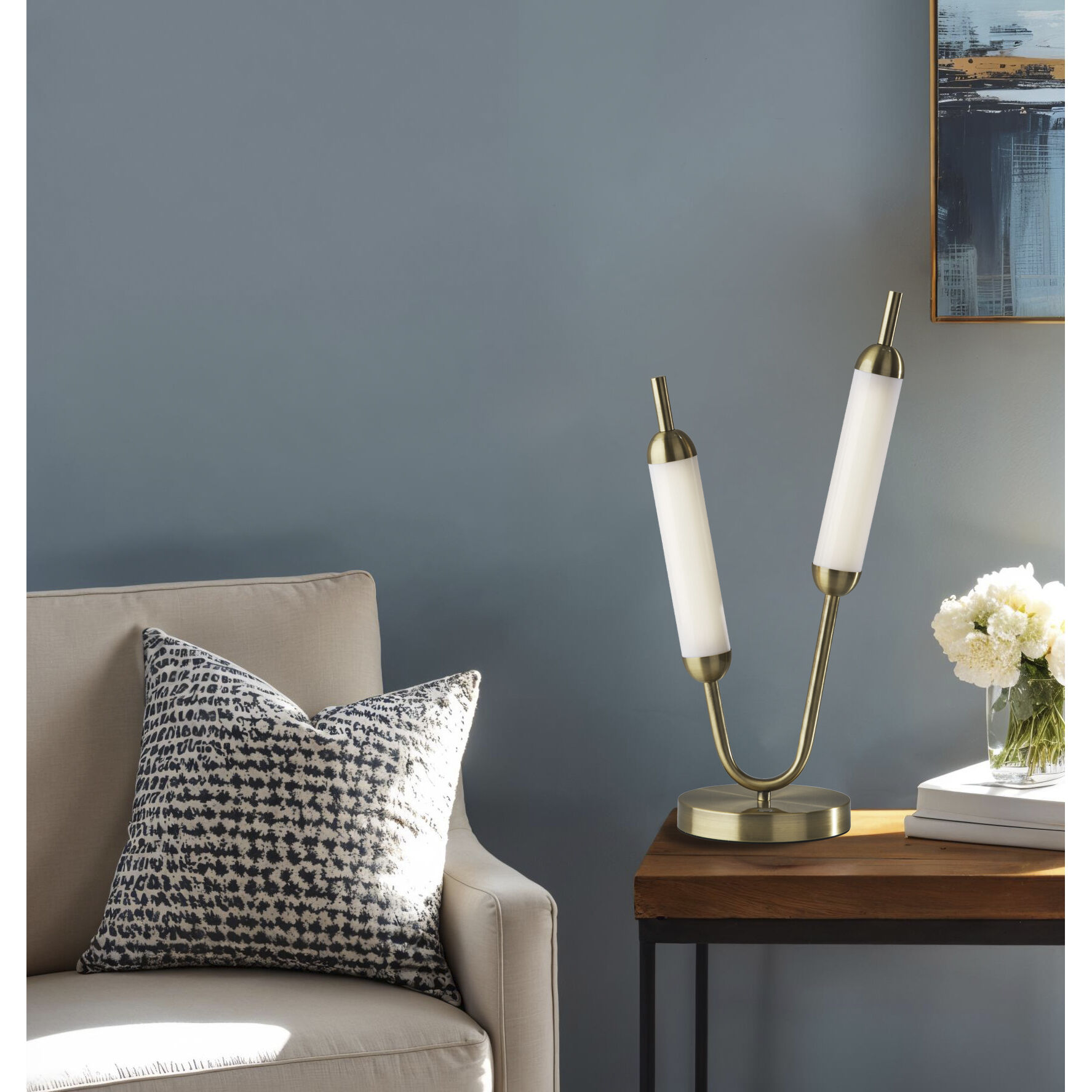 Pierce 22 inch 6.00 watt Antique Brass Table Lamp Portable Light